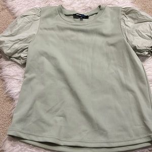Sage green puff sleeve top
